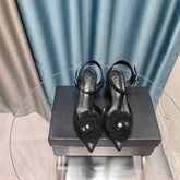 CC CAMELLIA SANDAL IN BLACK SUEDE AND CALFSKIN WITH FLOWER